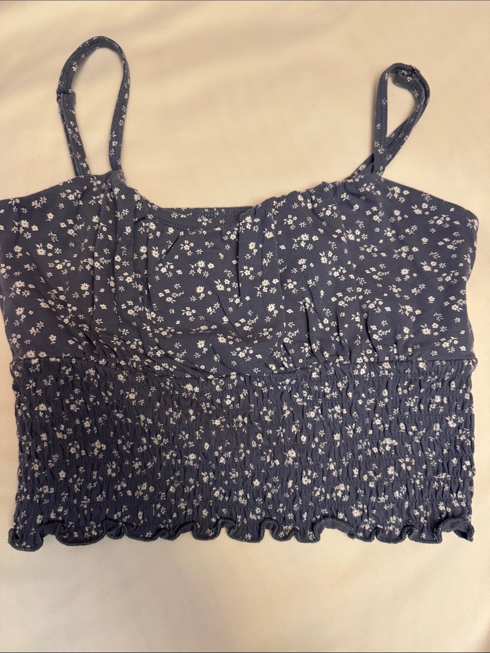 Hollister Navy Blue Floral Smocked Cami